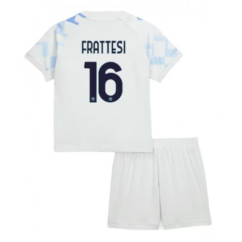 Stroje piłkarskie Inter Milan Davide Frattesi #16 Koszulka Wyjazdowej dla dzieci 2025-26 Krótki Rękaw (+ szorty)
